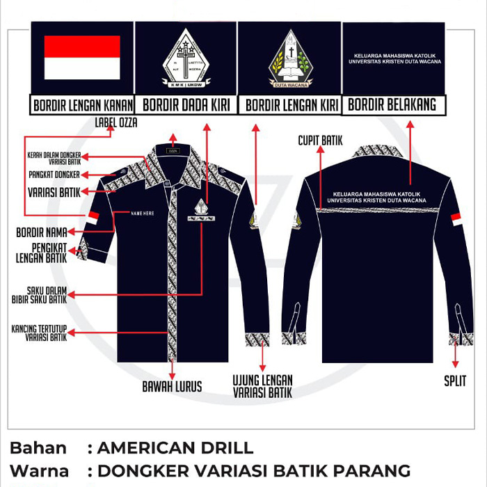 desain seragam kemeja UKDW kombinasi batik